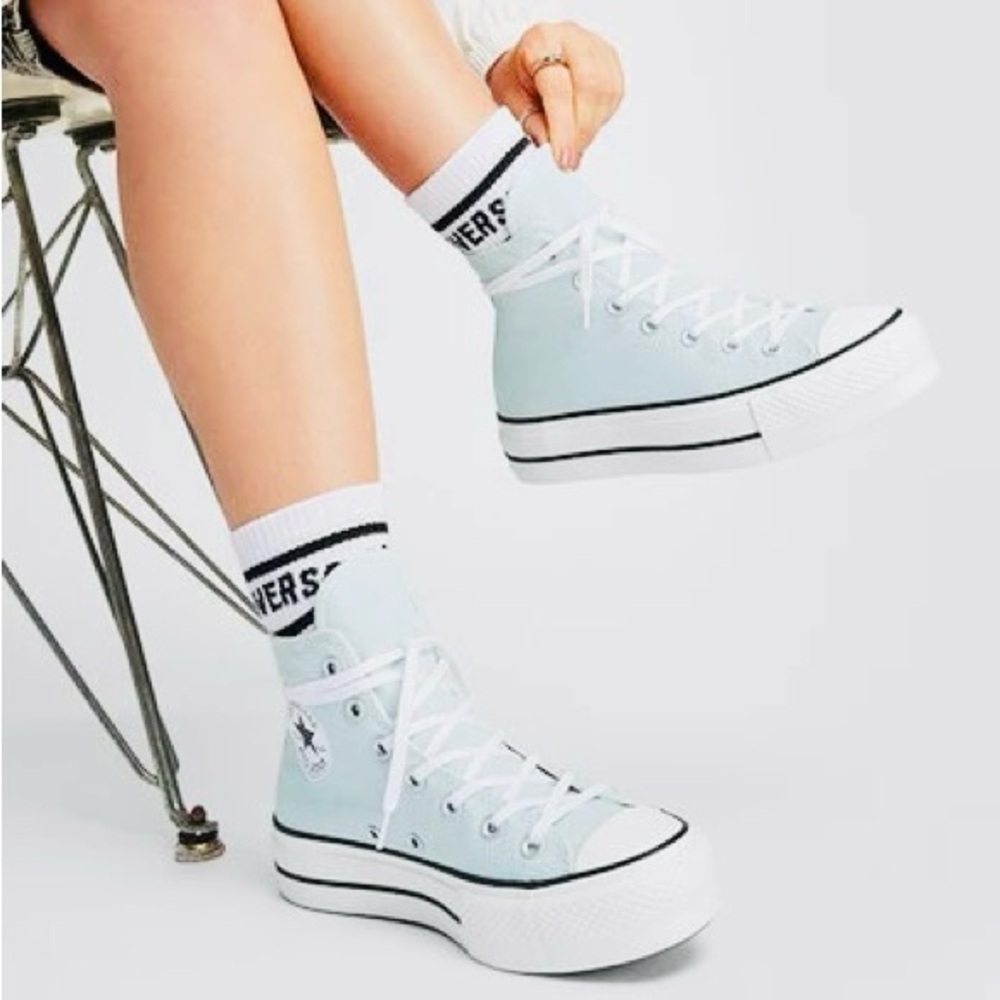 Converse Light Blue Platform Sneakers